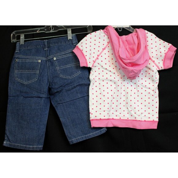 NEW 2008 Gymboree 2pc Tennis Match sz 4 Denim Capri Hooded Shirt Dots Turtle - Picture 5 of 8